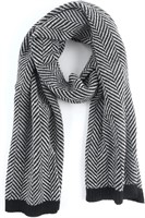 GENERIC Black Herringbone Cotton Scarf