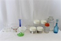Vintage Canisters, Drinkware, Decanter, & Bowls