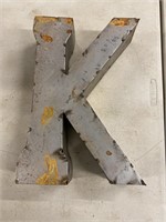 K, Three dimensional all metal handmade letter