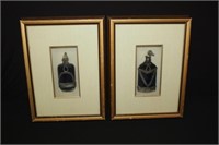 Pair Oriental Flask in shadow box frames