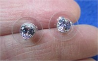 sterling silver pink stone heart shape earrings