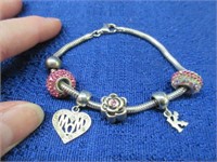 sterling silver charm bracelet (6 charms)