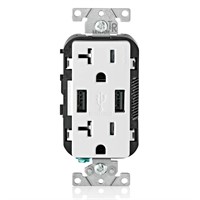 Leviton Decora 20A Duplex & USB Outlet  White