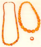 Amber "Butterscotch" beaded necklaces and ring