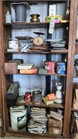 Wooden shelf w/ $5 bonus & contents 9 ft x 51" x