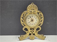 Antique 1905 Working Wind Up Bronze Brass Clock