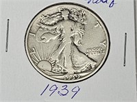 1939 Silver Walking Liberty Half Dollar Coin