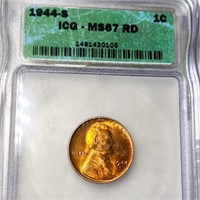 1944-S Lincoln Wheat Penny ICG - MS 67 RD