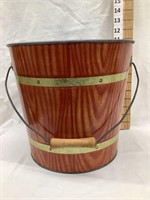 Vintage Galvanized Bucket w/ Faux Wood Grain