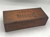 Vintage Three Drummers Wood Cigar Box