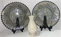 Iridescent Plates & Vase