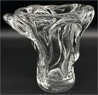 Large Heavy Crystal Art Glass Vase