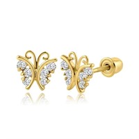 14 Kt- Yellow Gold Butterfly Stud Earrings