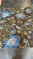 Large area hooked rug - bright blue flowers
