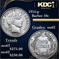 1915-p Barber Dime 10c Grades Select Unc