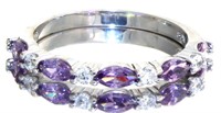 Marquise Cut Amethyst & White Sapphire Band