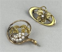 14K Gold & Gold Tone Brooches.