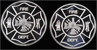 (2) 1 OZ .999 SILVER FIRE DEPARTMENT ROUNDS