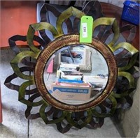 Metal Framed Mirror, Approx 29.5" dia
