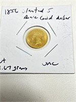1856 1.67g Gold Slanted 5 UNC Rare
