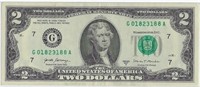US$2 dollars bill Lucky SN  018231 88.V24