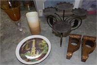 Candle, Holders, Plate, Glass, Curtain Holders