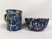 Bennington Pottery Blue Agate Cup & Bowl