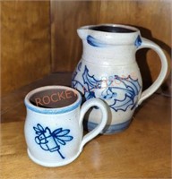 Rowe pottery small picture cup set dated
