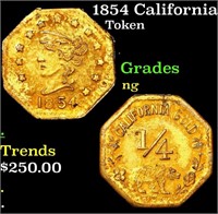 1854 California Fractional Gold 1/4 - Liberty - Be
