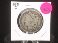 1891-O Morgan Silver Dollar in Flip