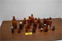 Collection of Vintage Amber Bottles