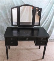 WOOD VANITY/DRESSING TABLE WITH WINGED MIRRORS