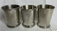 3 Pewter Julep Cups, 2 Engraved To Gov. Carroll