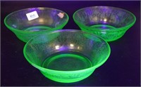 Green Depression Florentine Bowls (3)