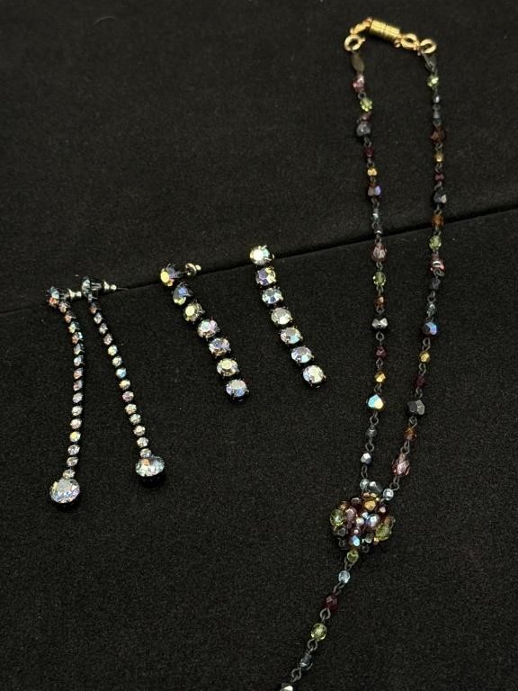 Vintage Lot of Necklace & Aurora-borealis Earrings
