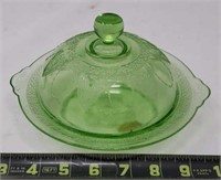 Green Depression Butter Dish (small chip on lid)