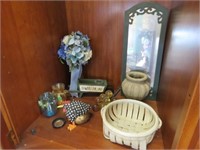 CONTENTS - VASES, FRUIT, BASKET, PLASTIC URN