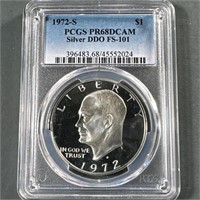 1972-S $1 SILVER Eisenhower Dollar, PR69 DCAM