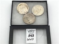 Lot of 3 Silver Peace Dollars Including