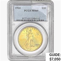 1924 $20 Gold Double Eagle PCGS MS65