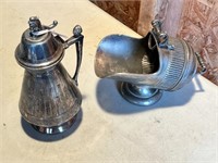 2pc Antique Pewter Serveware-One Dated 1865