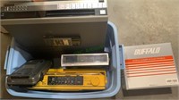 Box lot with a Sony radio with tape cassette,