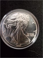 1987 1oz Fine Silver Dollar Liberty Coin Encased