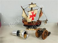 ornaments-Ship, cannon, horn cup