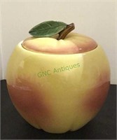 Antique ceramic apple shaped cookie jar