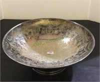 Beautiful silver over copper pedestal bowl with