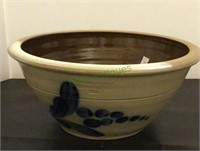 Larger Wisconsin pottery bowl with blue accent