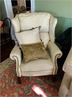 Lane Off White Leather Recliner ~ 2 pillows