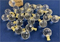 (27) Acrylic and brass drawer pulls, 1"x 1 1/2"