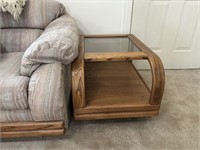 Wood and Glass End Table, Heavy
